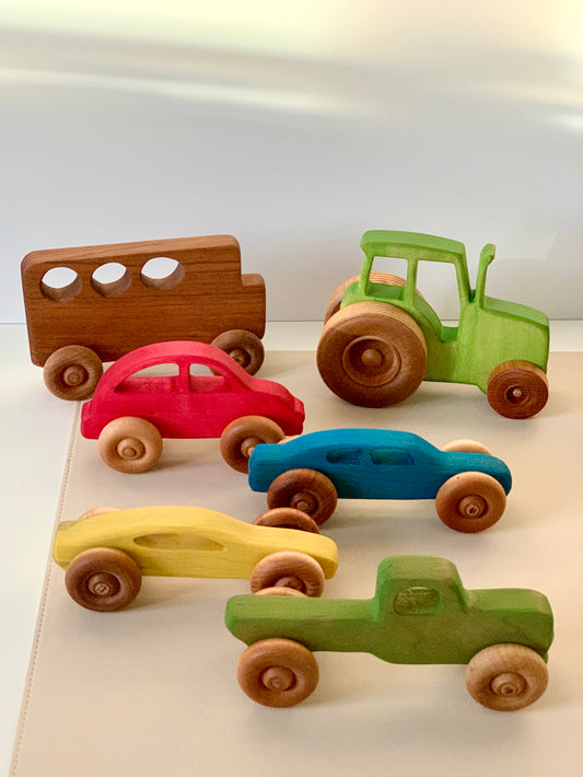 Wooden Toy Vehicles - Trucks, Car, Bus and Tractor / Push Car