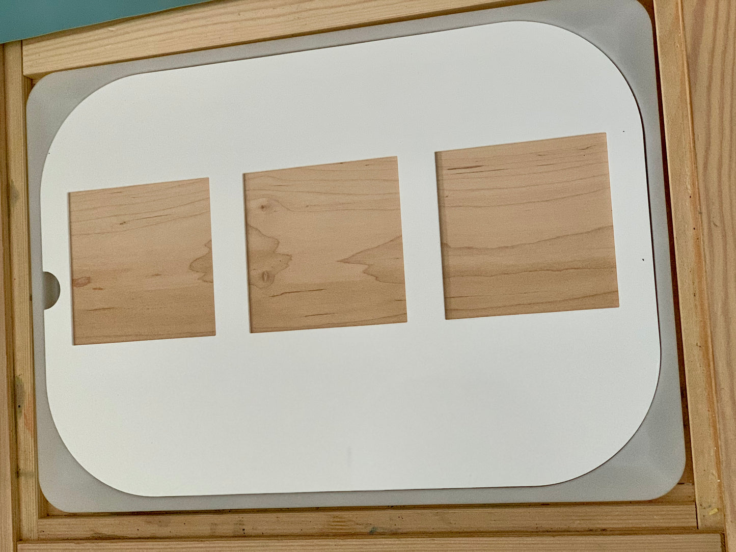 Flisat Table Top Insert for Base 10 Blocks, White Acrylic is Dry Erasable, Double Sided - Plain Wood on Opposite Side