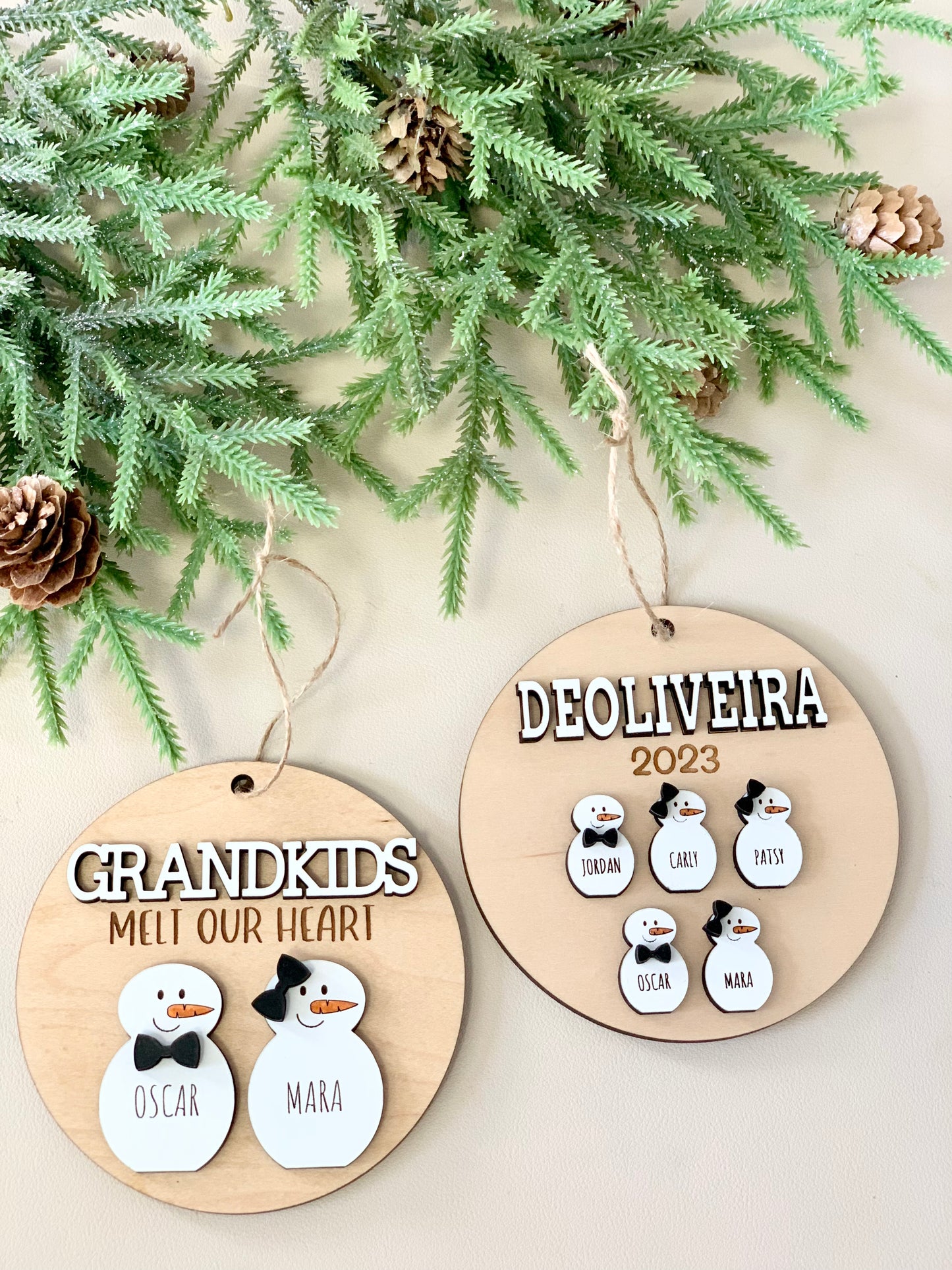 Family Ornament / Grandkids Melt Our Heart Christmas Ornament 1-10 Names