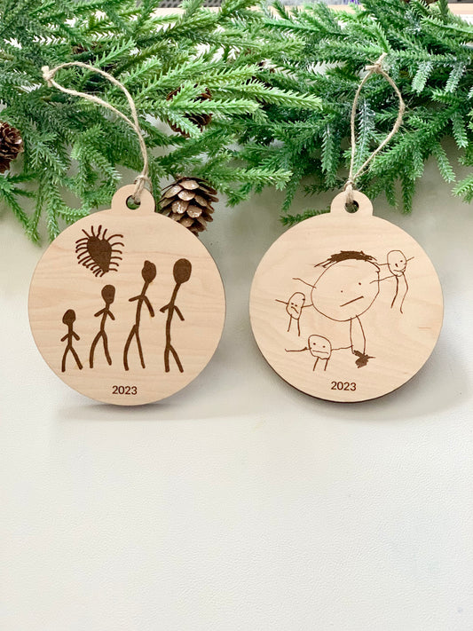 Child’s Drawing on a Christmas Ornament