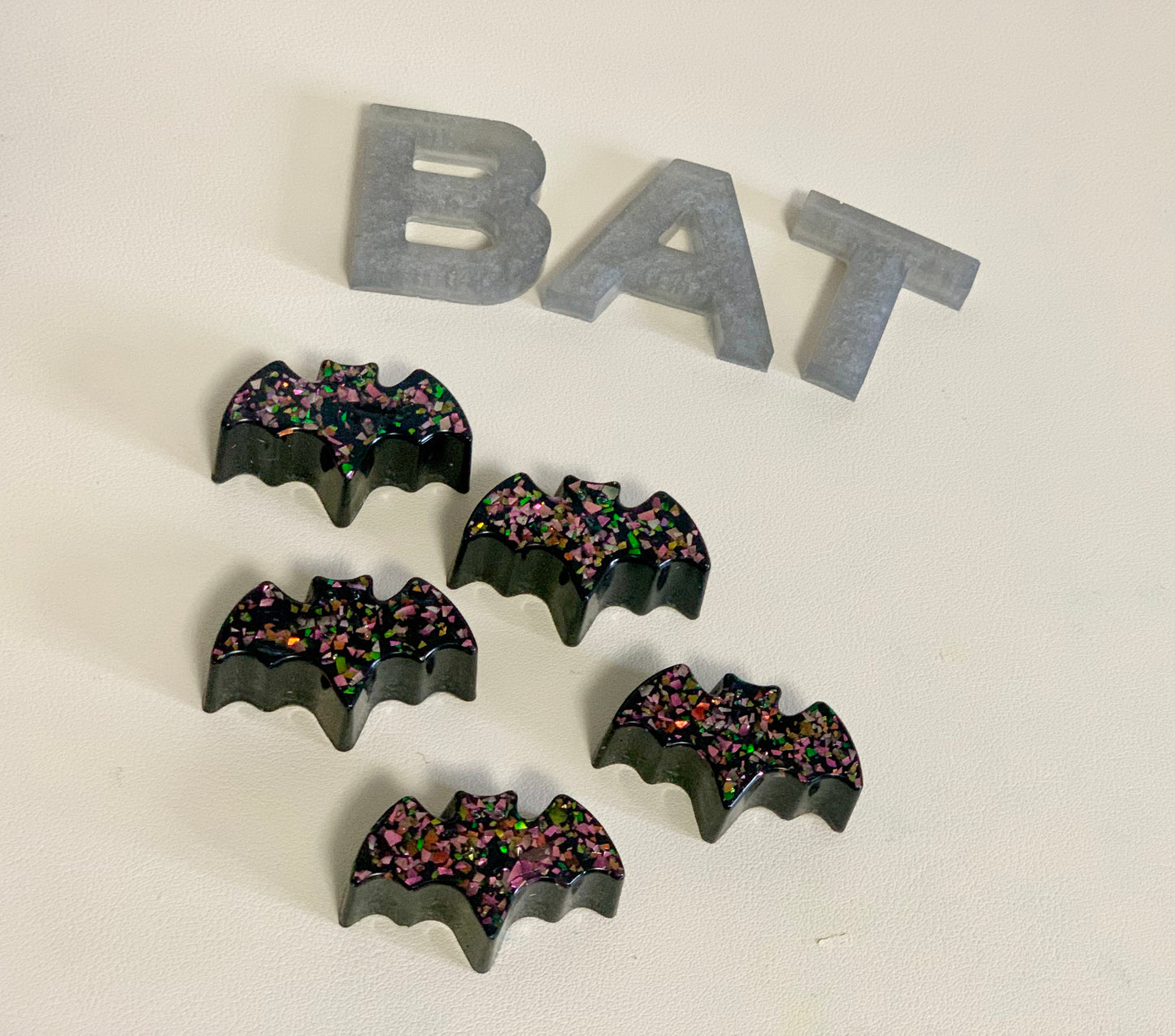 Glitter Bats Resin Loose Parts, Set of 5
