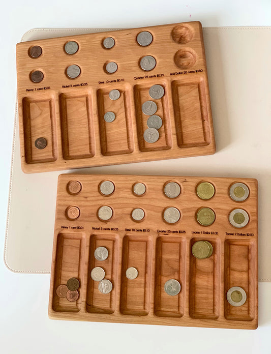 Money Counting & Coin Sorting Board / Sensory Tray