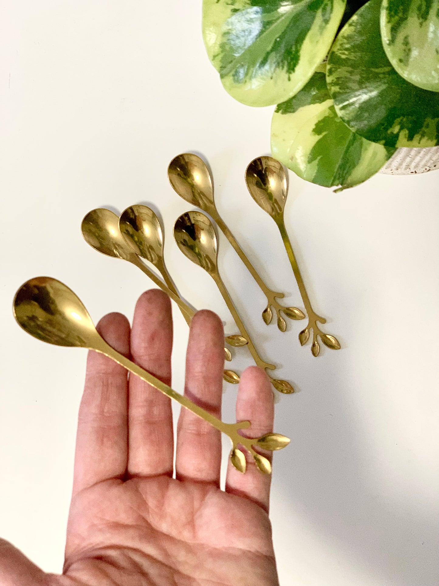 One Gold Spoon with Leaves at end
