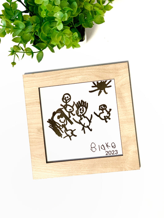 Child’s Drawing Traced into a Framed Picture