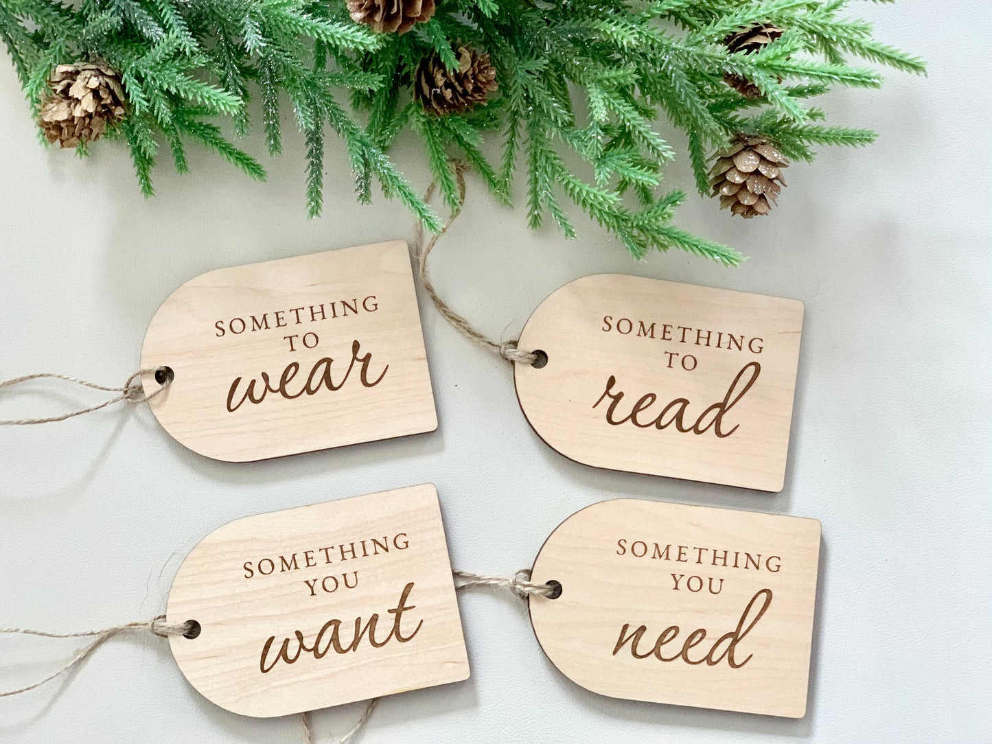 Something You Want, Need, to Read, to Wear Christmas Tags - Set of 4