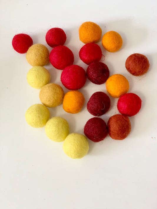 Felt Balls - Red Orange Yellows