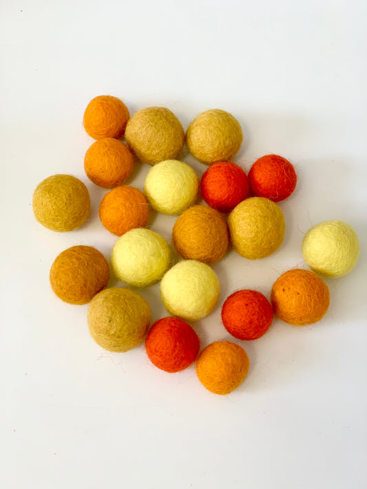 Felt Balls - Yellow & Oranges
