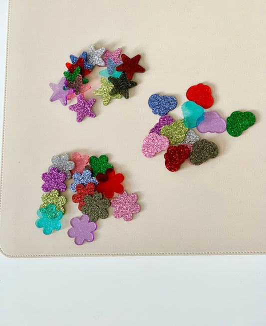 Little Dry Erasables — Glitter Mini Acrylic Shapes / Loose Parts