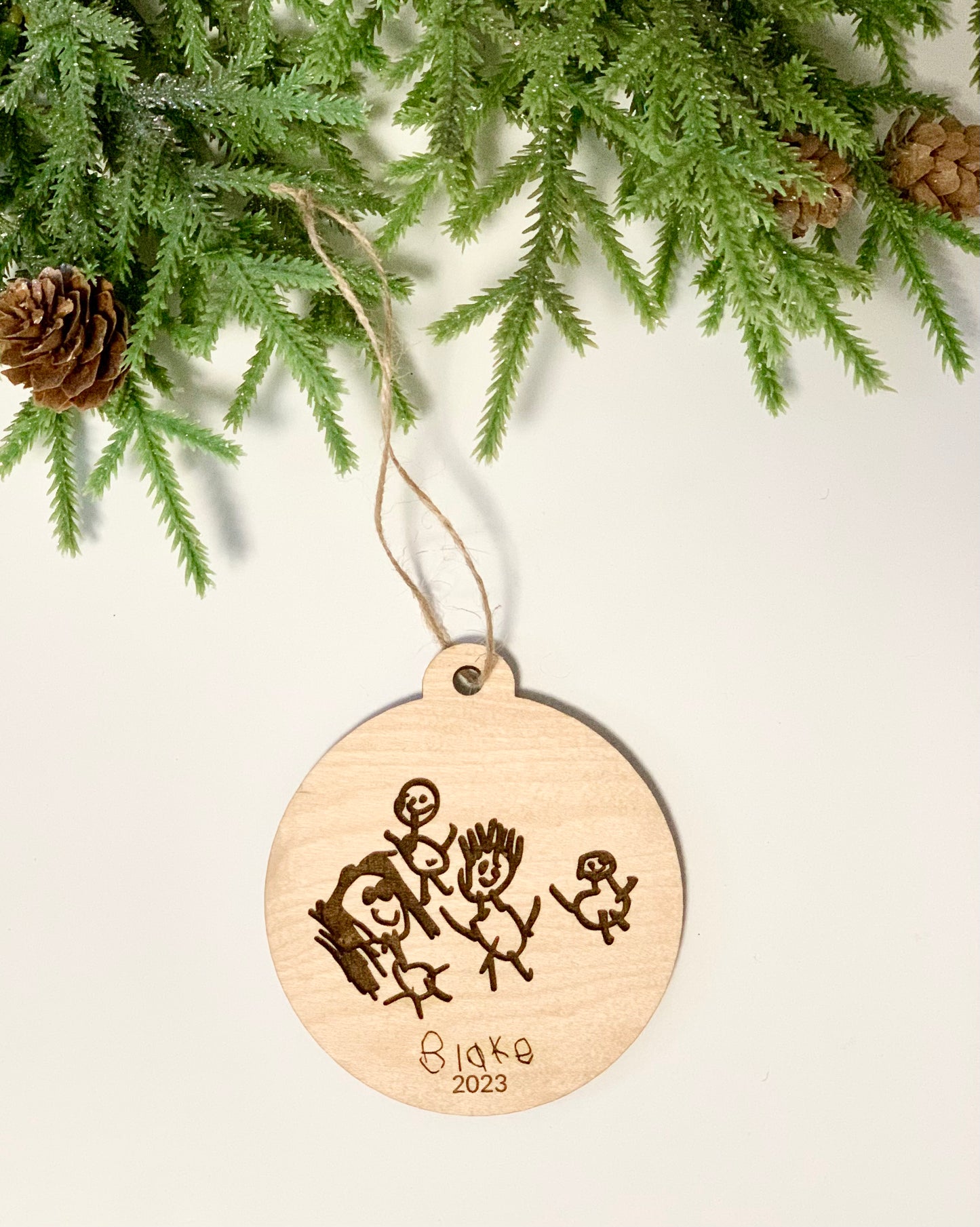 Child’s Drawing on a Christmas Ornament