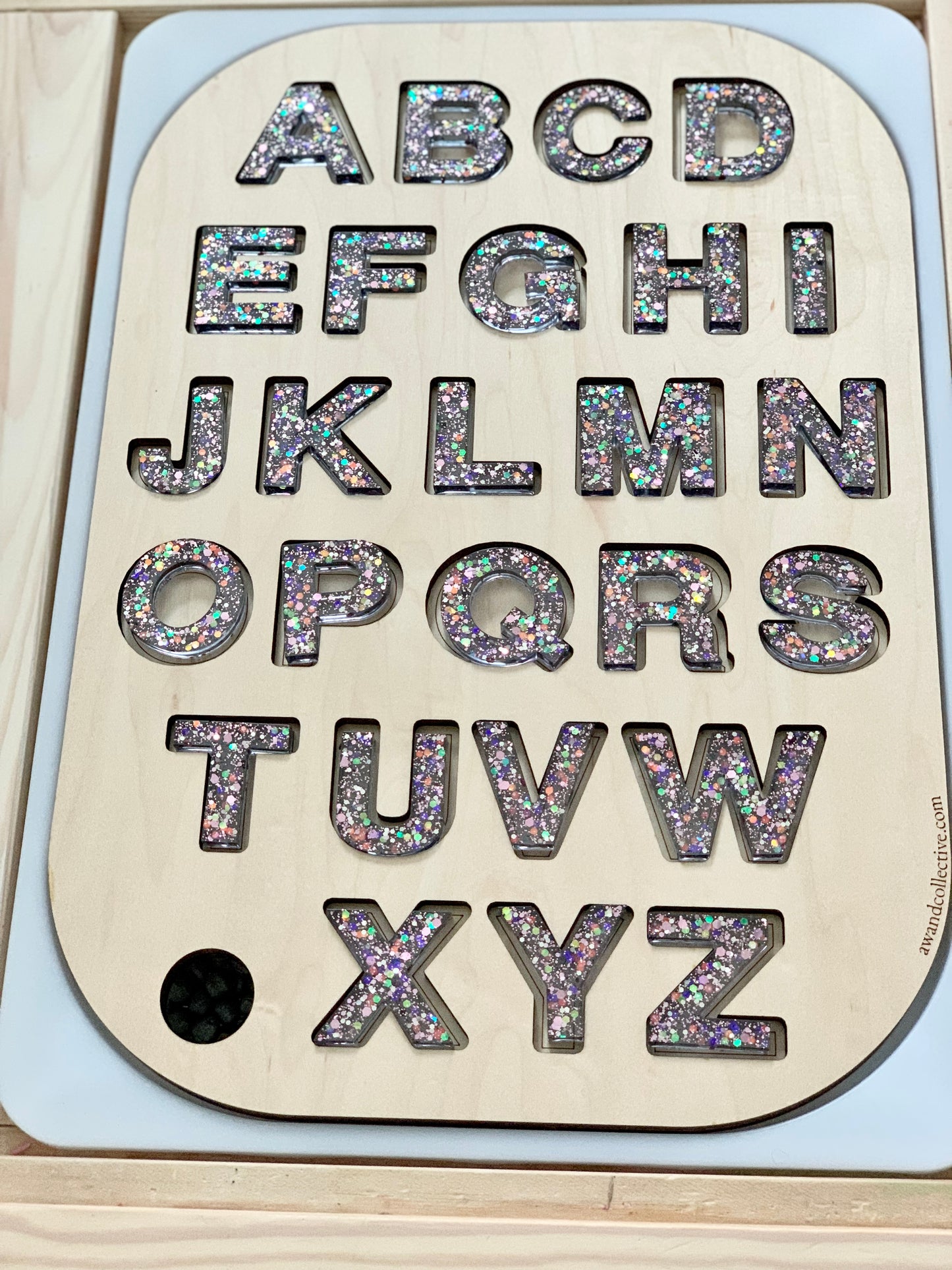 Black Sparkle Resin Uppercase Alphabet • Movable Alphabet Set • Fits Resin Letter Flisat Insert