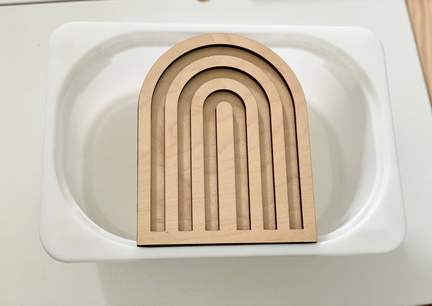 Laser Cut Wooden Rainbow Tray Flisat Insert — fits small trofast bin