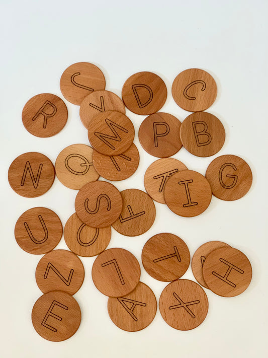 Wood Alphabet Discs