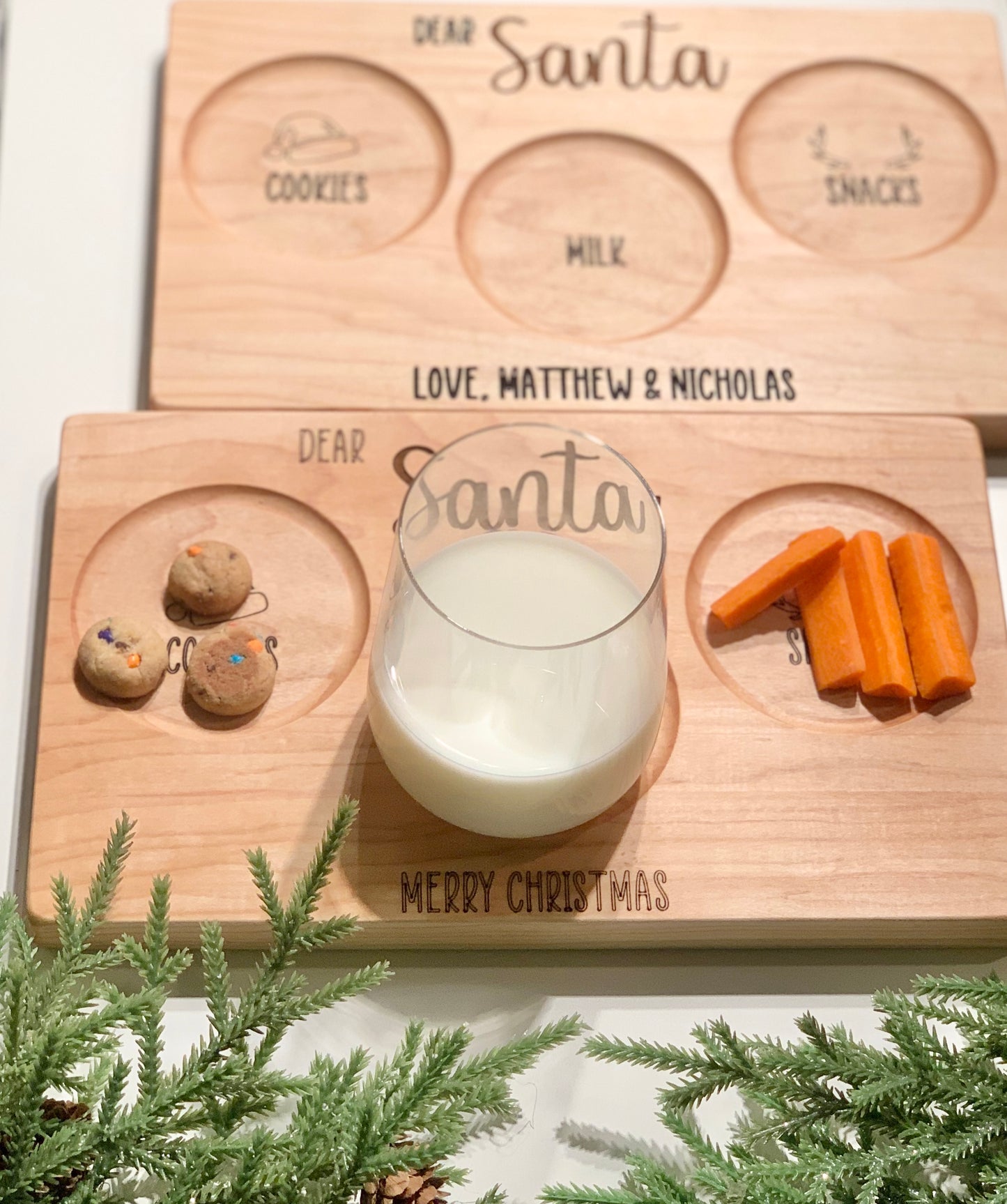 Santa Cookies & Milk & Reindeer Snacks Plate/Tray