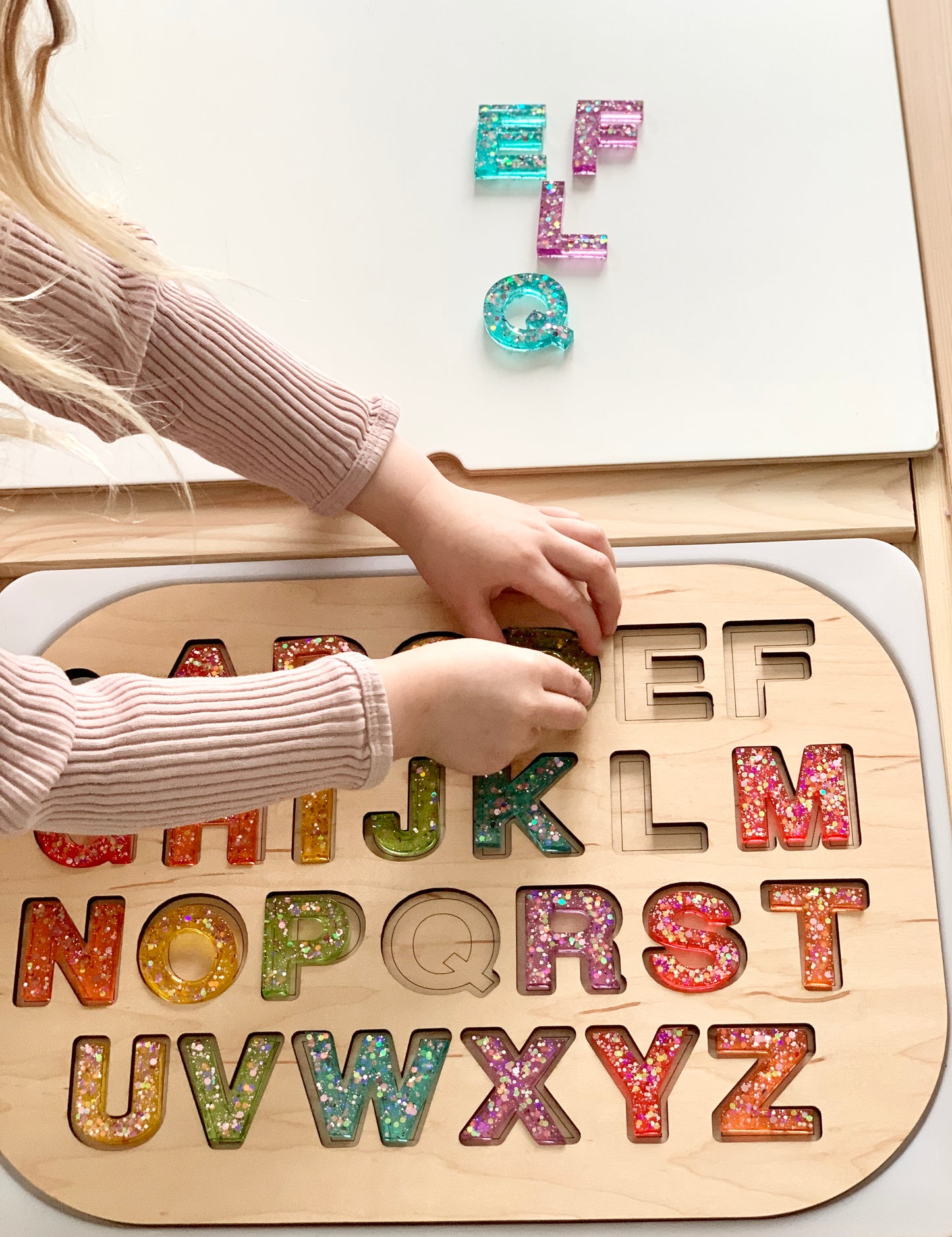 Uppercase Alphabet Puzzle Flisat Table Top Insert • Resin Letter Board