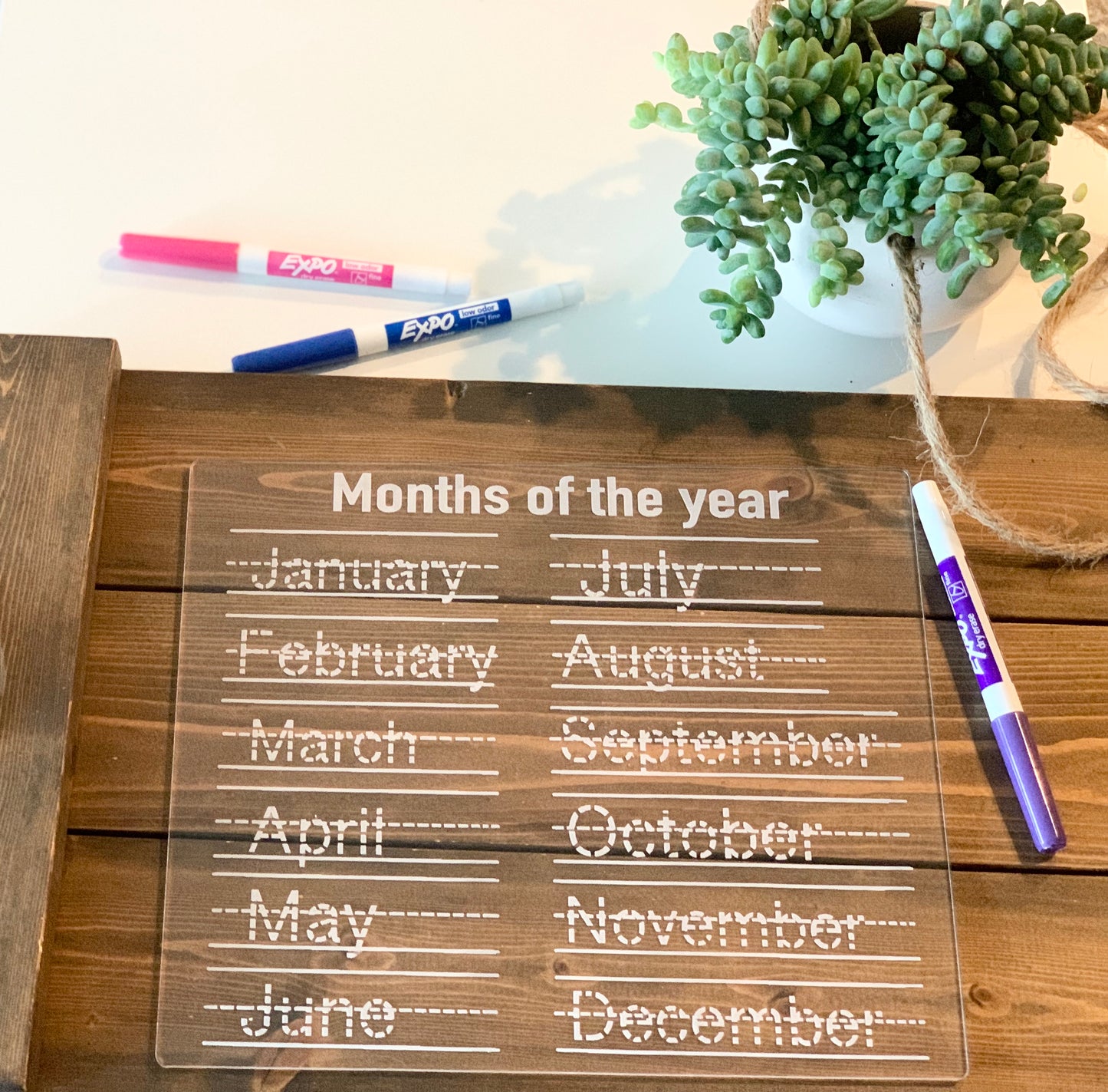 Months of the Year Acrylic Dry Erase Board