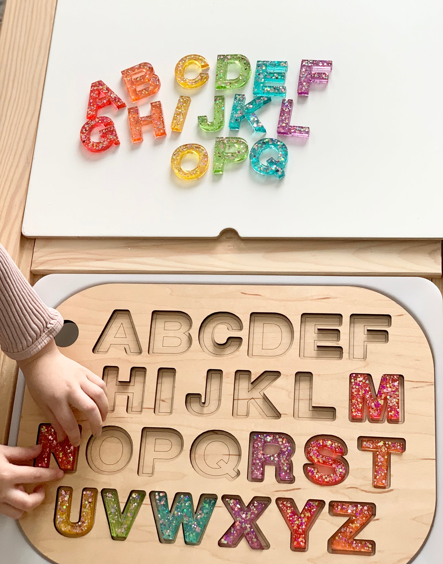 Rainbow Resin Uppercase Alphabet • Movable Alphabet Set • Fits Resin Letter Flisat Insert