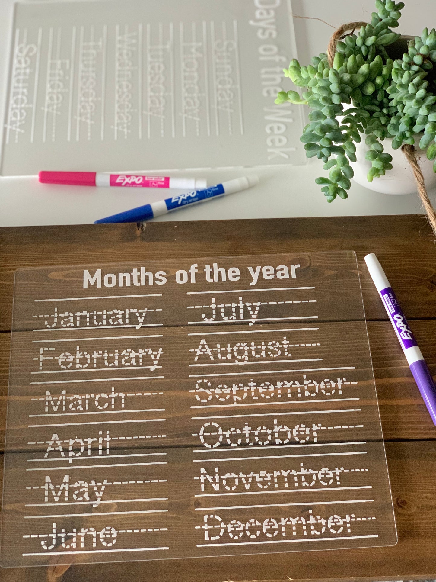 Months of the Year Acrylic Dry Erase Board