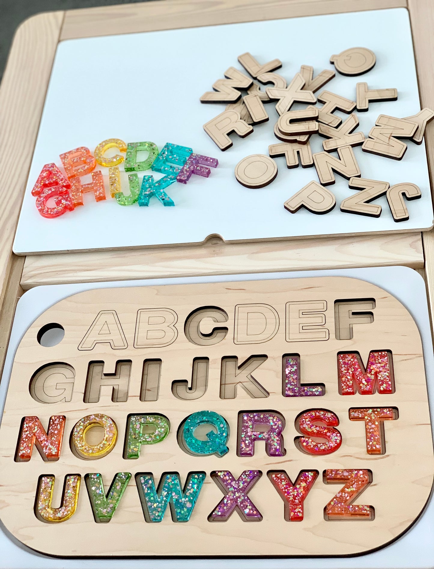 Uppercase Alphabet Puzzle Flisat Table Top Insert • Resin Letter Board
