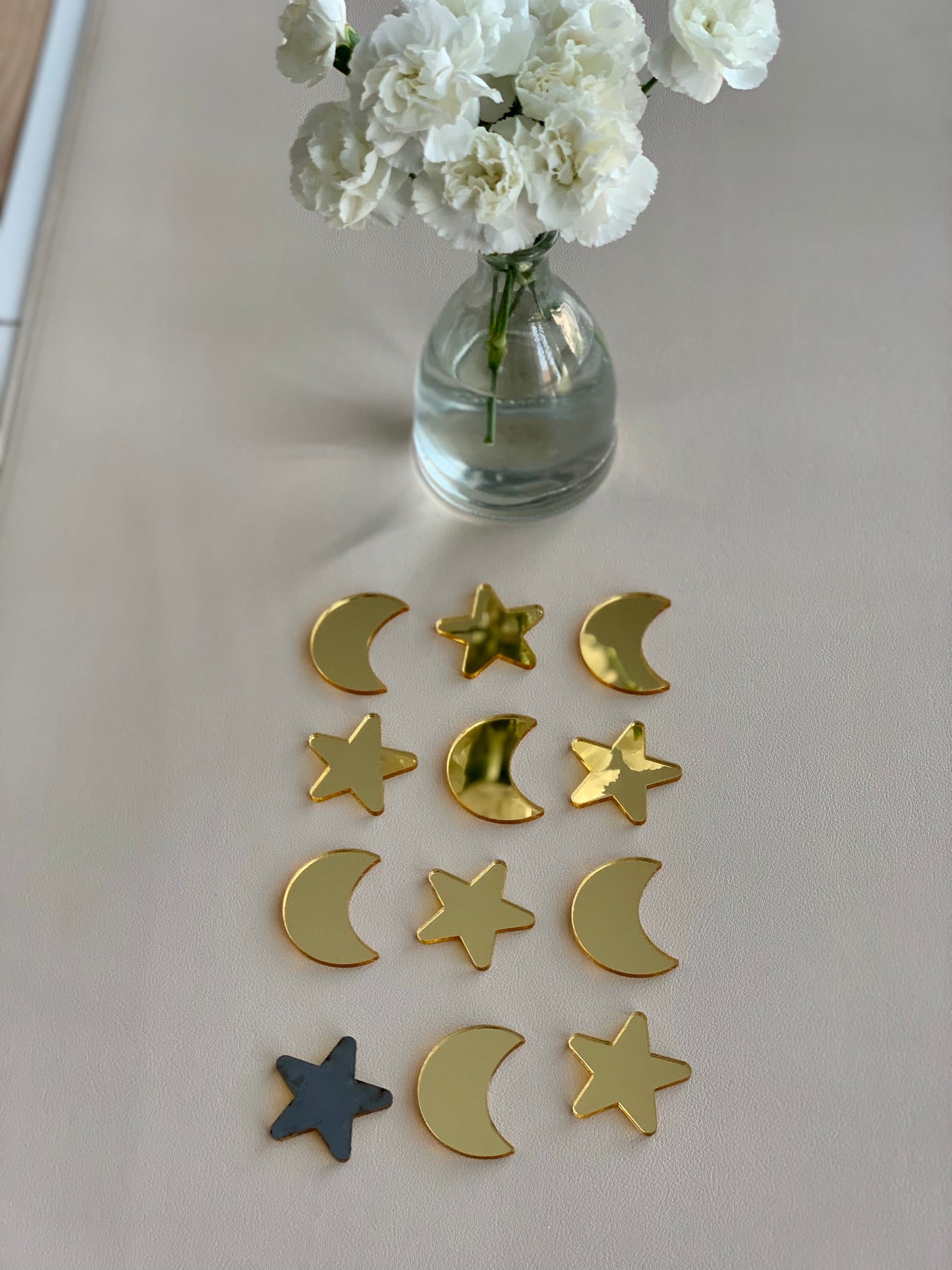 Gold Moons & Stars Acrylic Shapes / Loose Parts