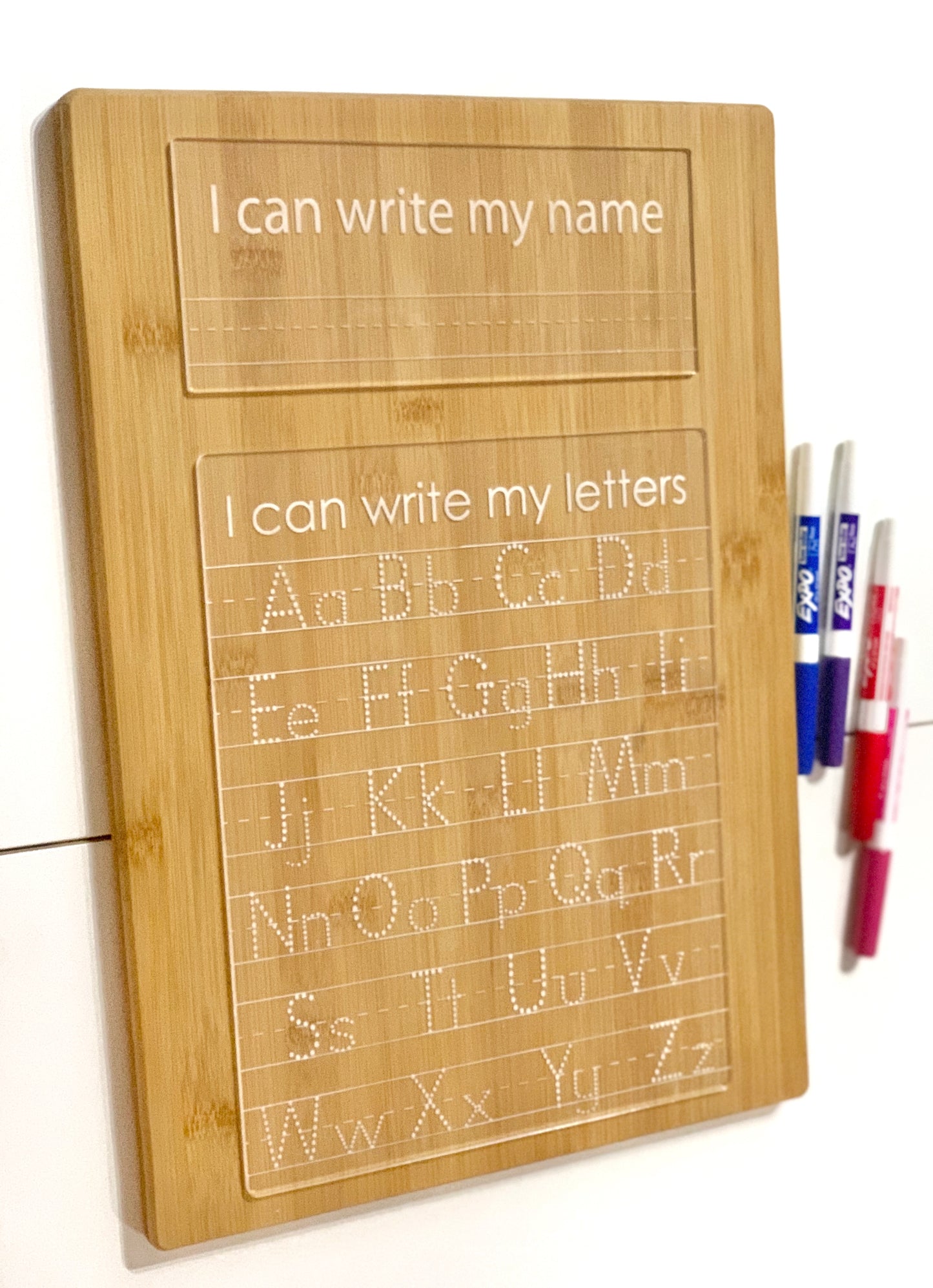 Alphabet Acrylic Dry Erase Tracing Board — I can write my letters, I can write my name