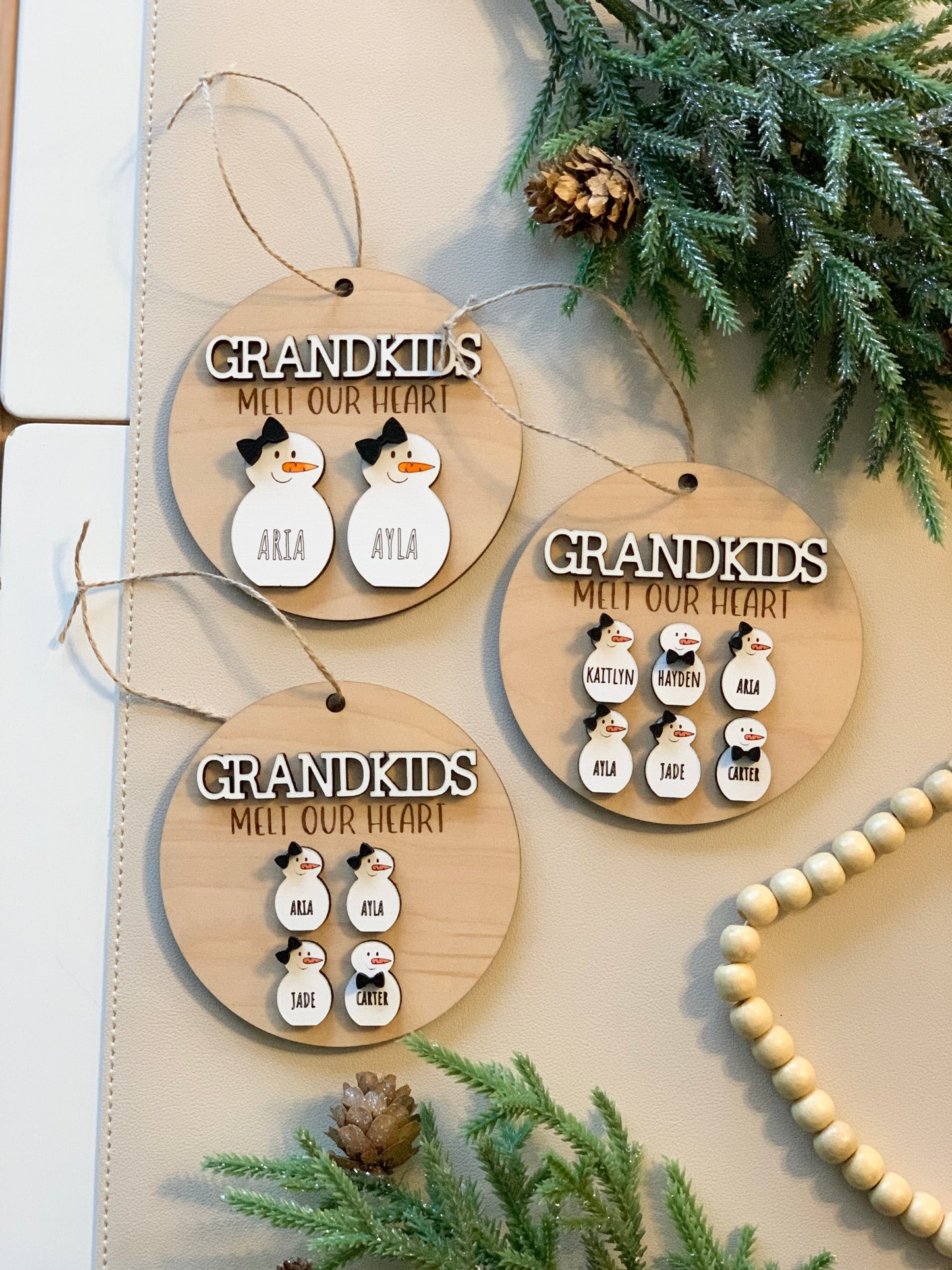 Grandkids Melt Our Heart Christmas Ornament 1-10 Names