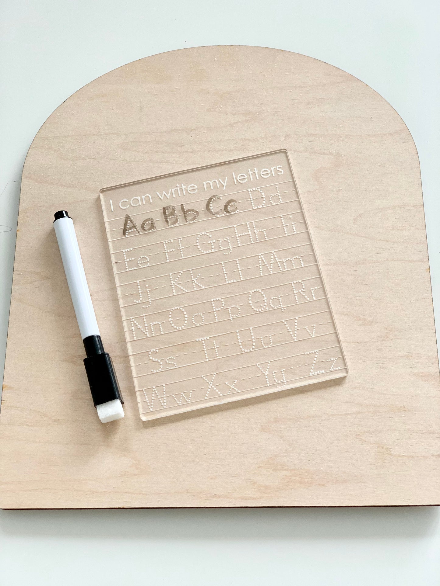 MINI Alphabet Acrylic Dry Erase Tracing Board — I can write my letters