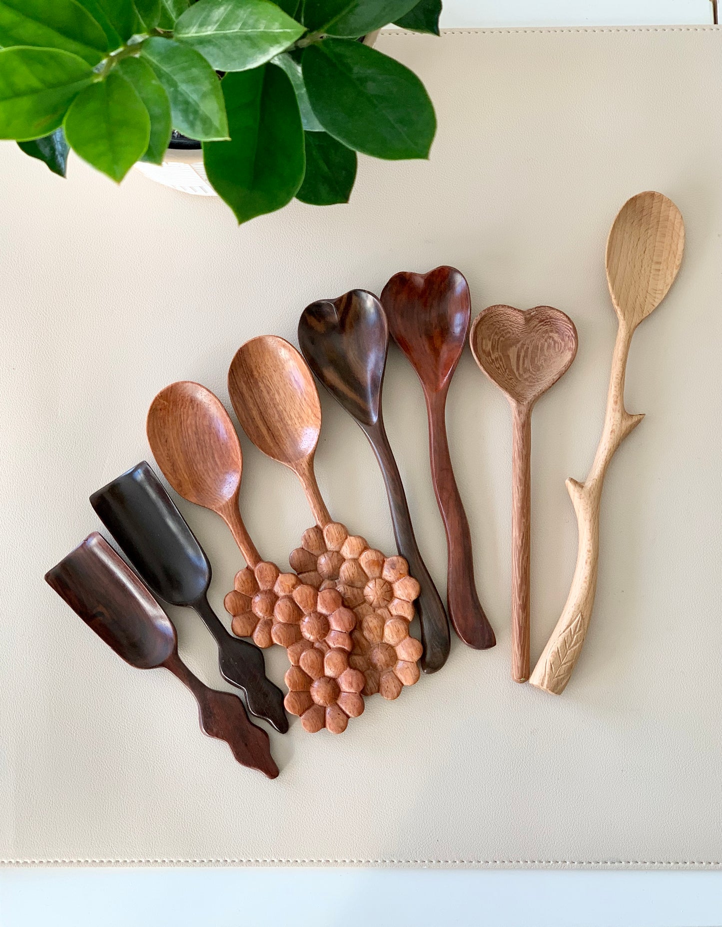 One Rosewood Heart Shaped Spoon Style 2