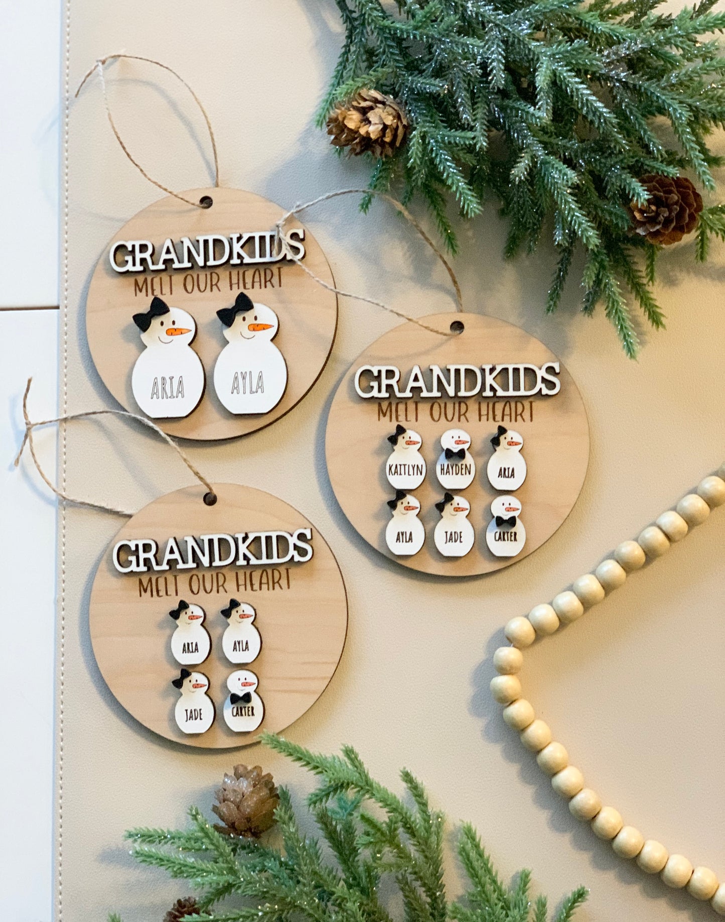Grandkids Melt Our Heart Christmas Ornament 1-10 Names