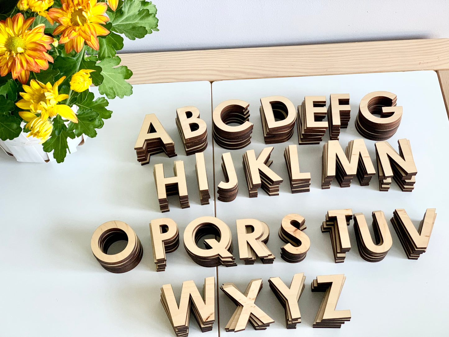 Wooden Uppercase Alphabet • Movable Alphabet Set Maple