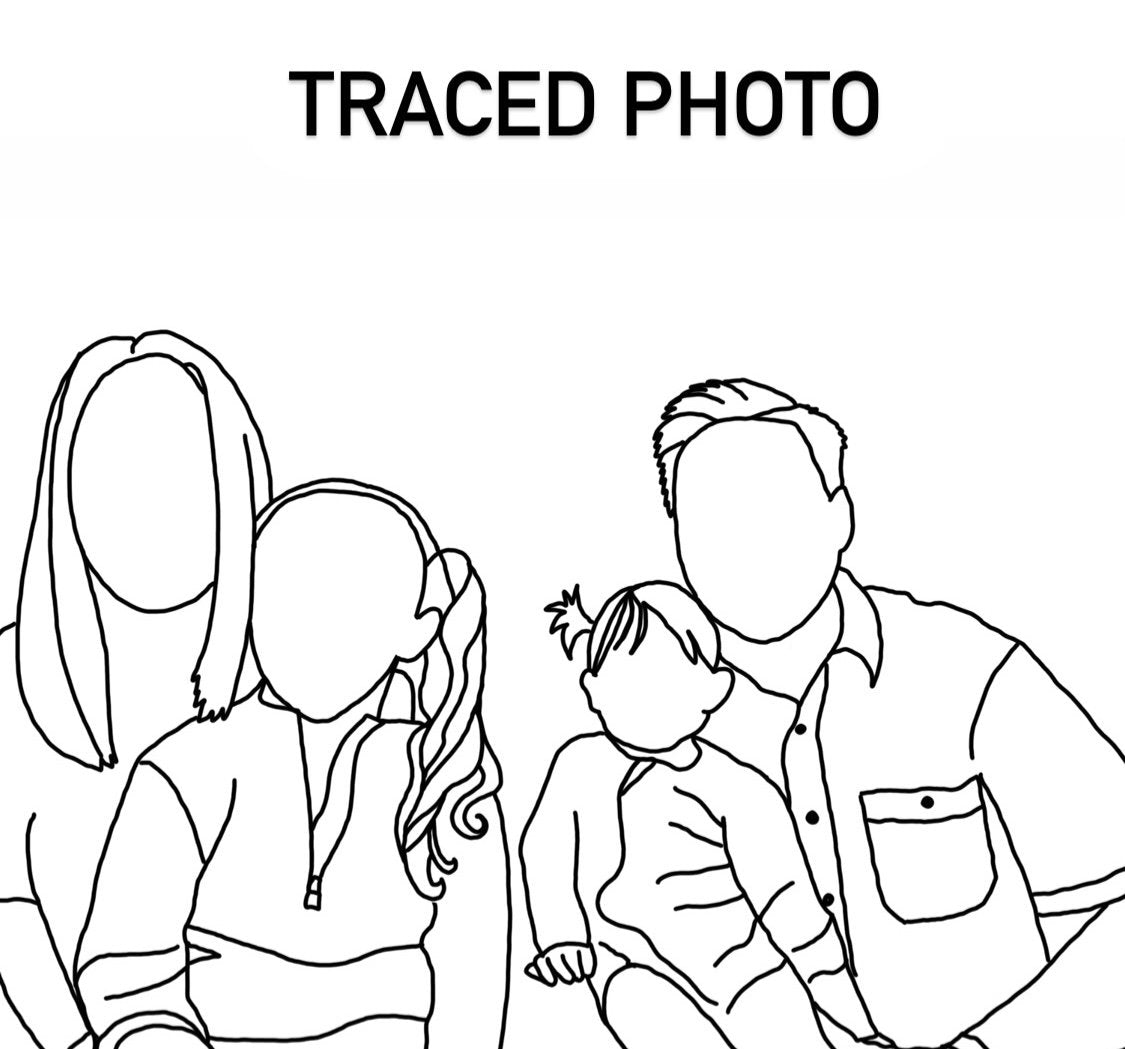 Personalized Family Portrait Line Drawing Cutting / Serving / Charcuterie Board