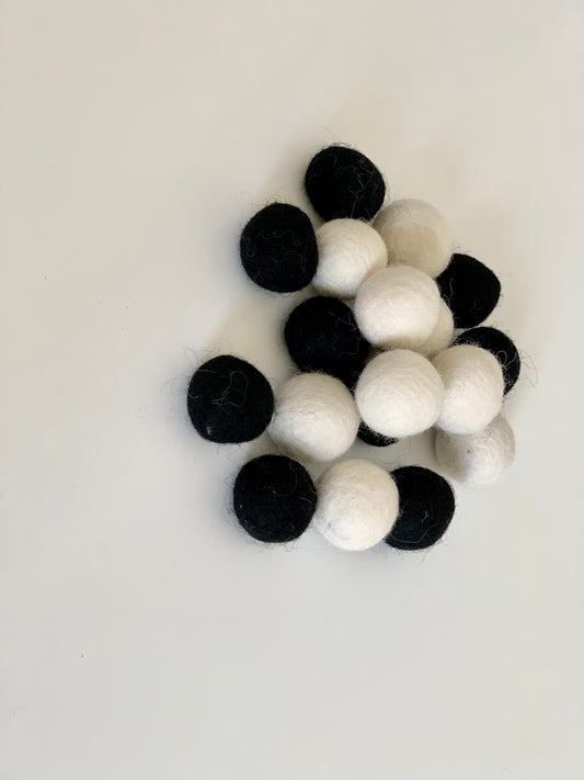 Felt Balls - Black & White