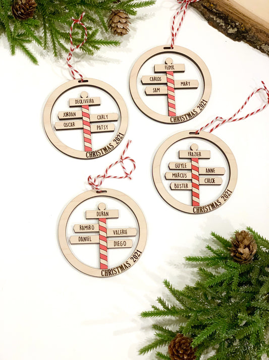North Pole Family Christmas Ornament 2-8 Names