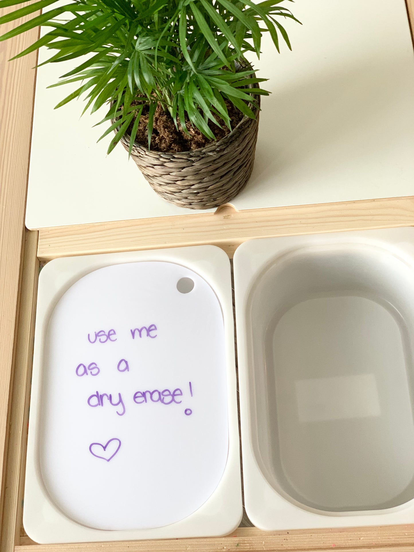 White Acrylic Flisat Table Bin Lid - can be used as dry erase