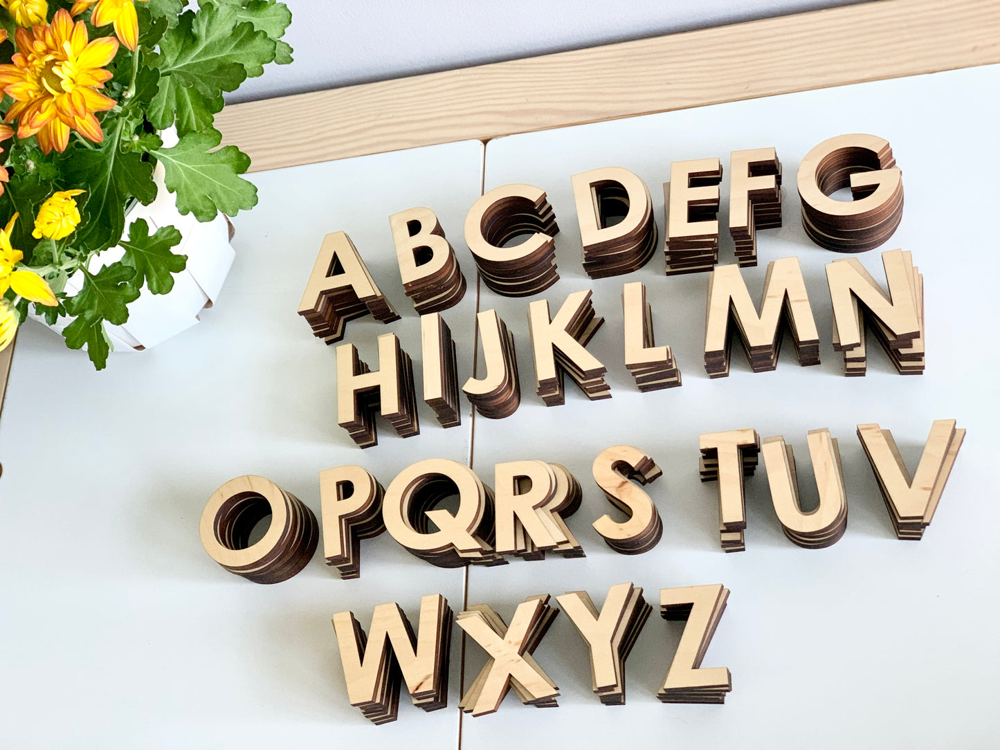 Wooden Uppercase Alphabet • Movable Alphabet Set Maple