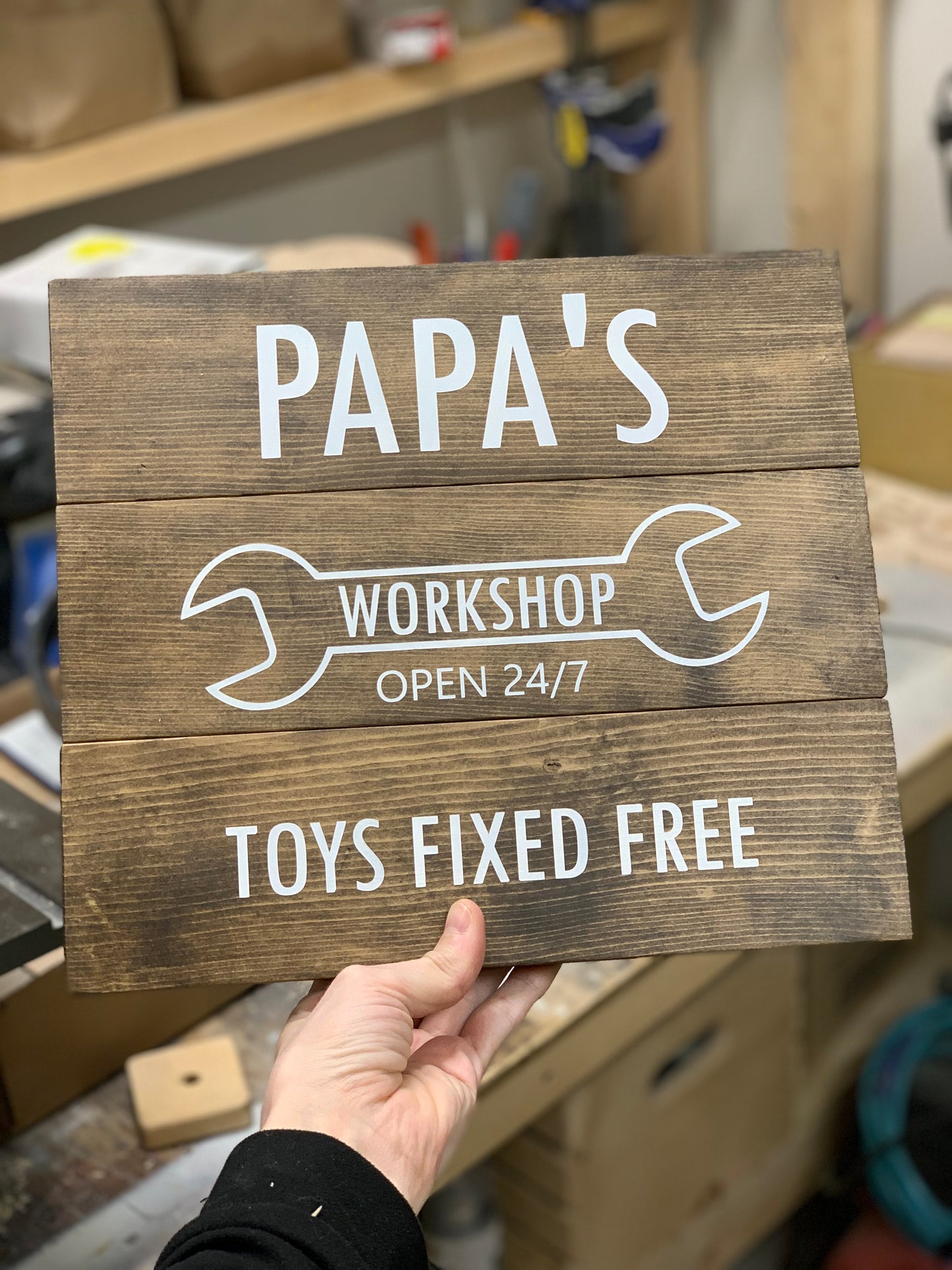 Painted Workshop Wood Sign — Customizable — Free Shipping