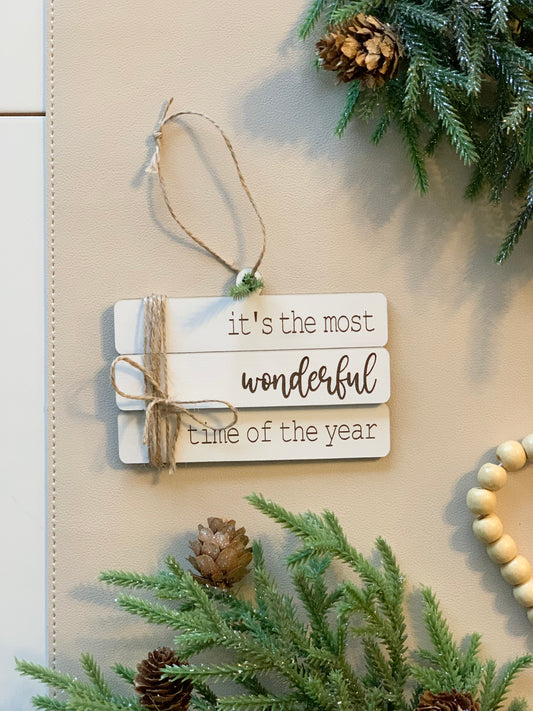 It’s The Most Wonderful Time of the Year Book Stack Christmas Ornaments