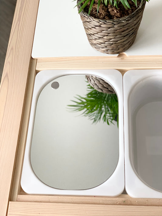 Mirrored Flisat Table Bin Lid — can be used as dry erase